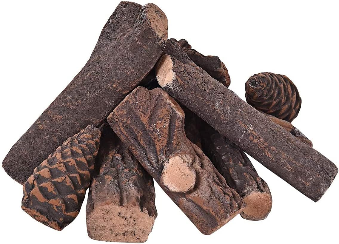 Realistic Ceramic Wood Log Set for Indoor/Outdoor Fireplaces