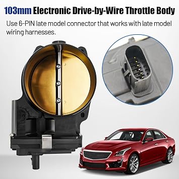 103mm Electronic Throttle Body with modified inlet compatible with Cadillac Escalade Sierra 1500 2500 3500 Tahoe 2014-2021 fits for LT1 LT4 6.2L