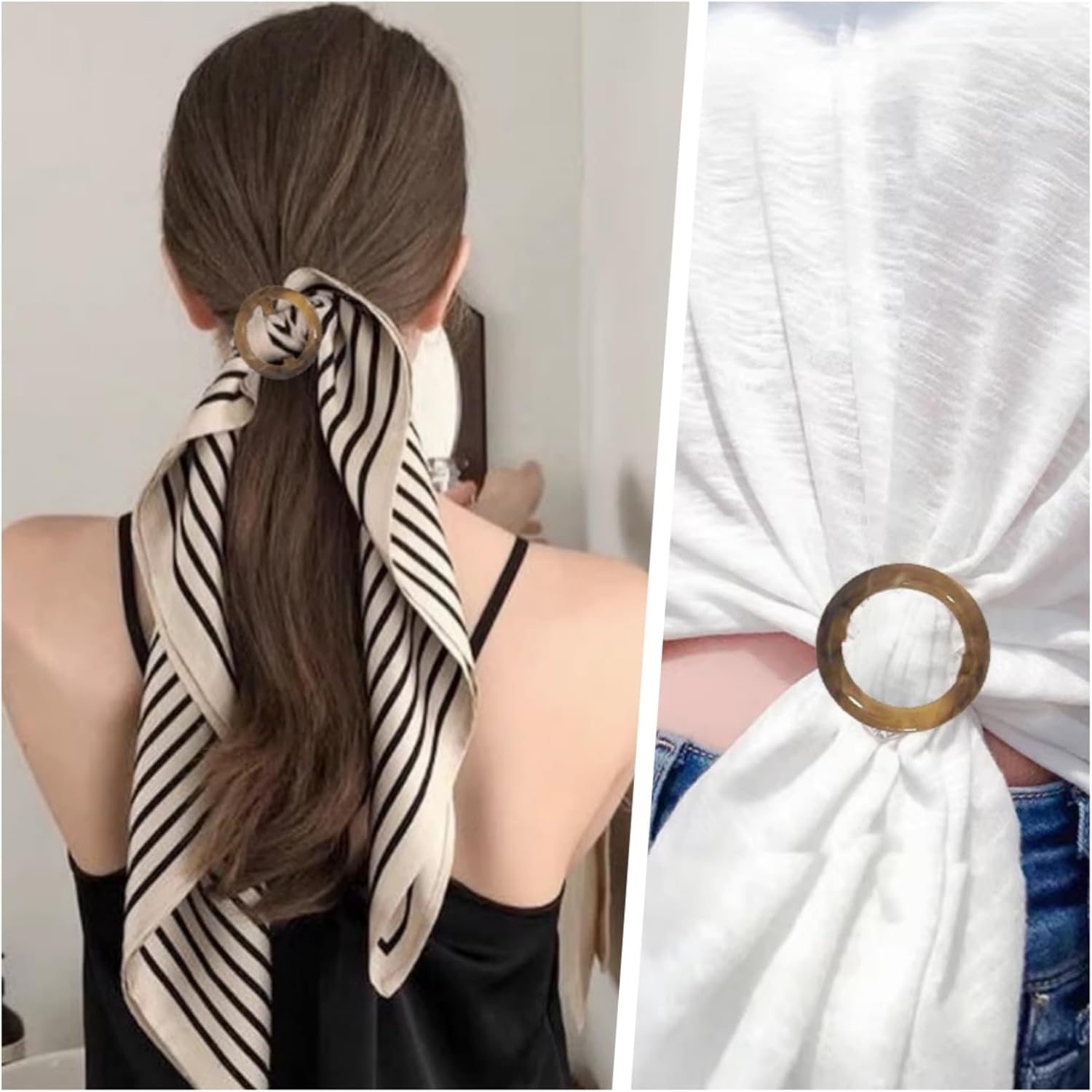 Versatile 6-Piece Resin Ring Set with Free Storage Box, 3-Size Tort Clips Buckles for Scarves, T-Shirts, Belts & Tops, Adjustable Classic Buckles for Women 0.98" 1.18" 1.38" Inner Diameter - Image 7