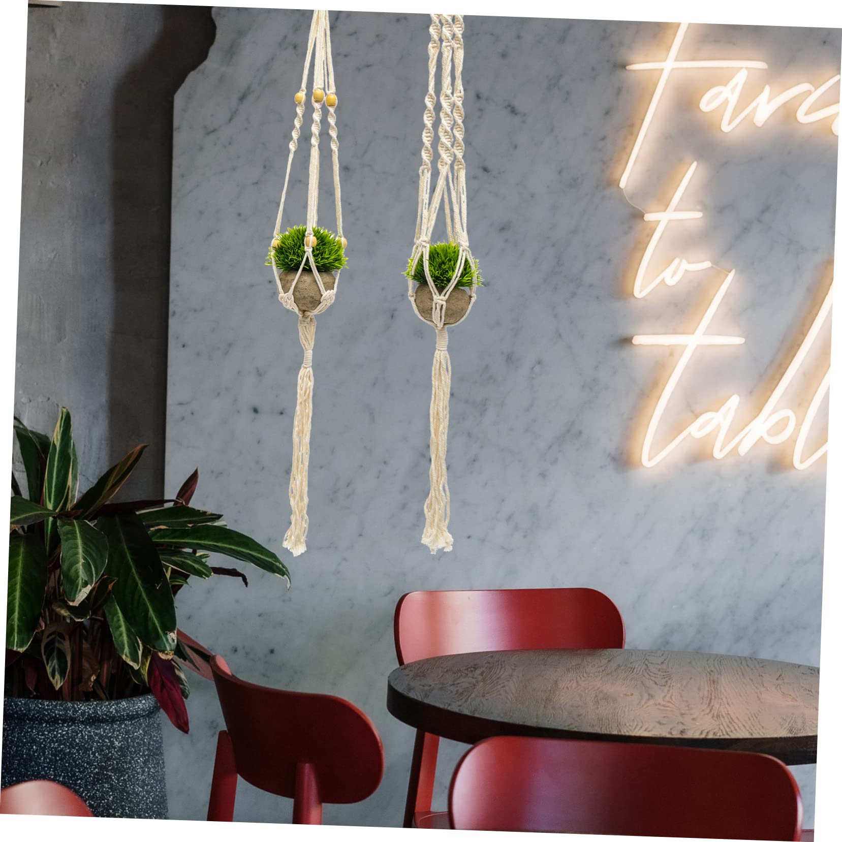 HANABASS 4pezzi Appendino per Piante in Macramè per Vasi di Fiori Appendiabiti Decorativo Rete Intrecciata Sospeso Adatto per Interni Balconi Spazi Esterni