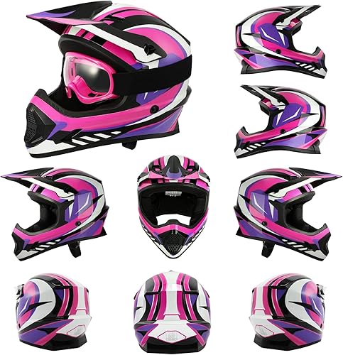 Miniatura 3 de TCMT DOT Youth Kids Dirt Bike Helmet Youth Motocross Helmet Full Face ATV Four Wheeler Motorcycle BMX Helmet for Boys Girls, Off-Road Protective