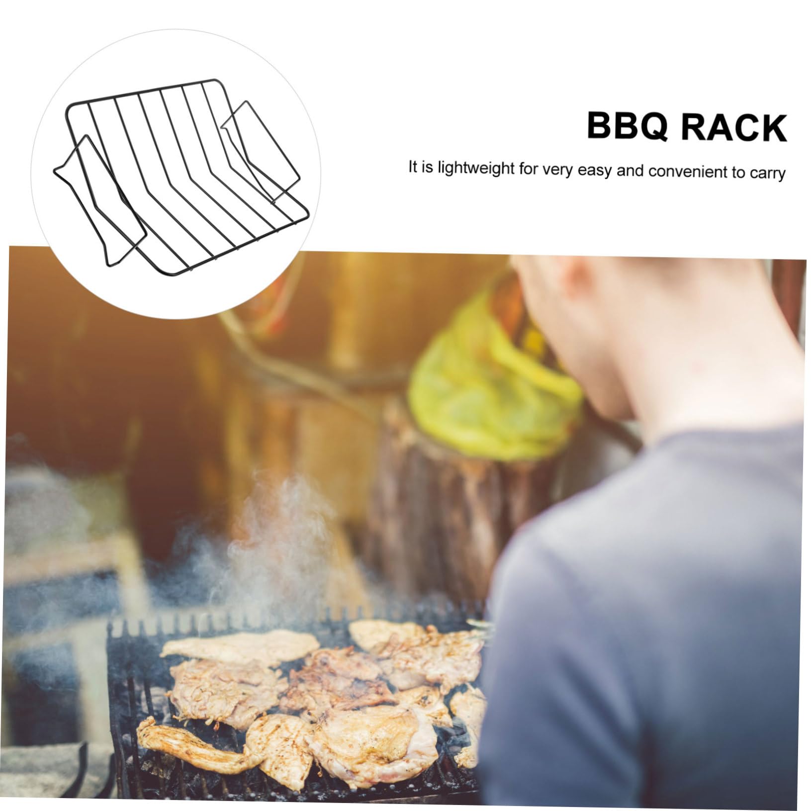 Kisangel Griglia Barbecue Portatile in Acciaio al Carbonio Nero per Outdoor | Supporto Leggero per Grigliata All'aperto, Formato Pratico, Adatto a Carne e Pollame, Uso Esterno