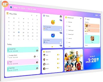 32" Digital Calendar Digital Frame for-Wall-Planner - 1080P Interactive Touchscreen Display Electronic Calendar, Star Reward, Sync Google iCloud Outlook Calendar, Wall & Desk Mountable, Gifts for Mom