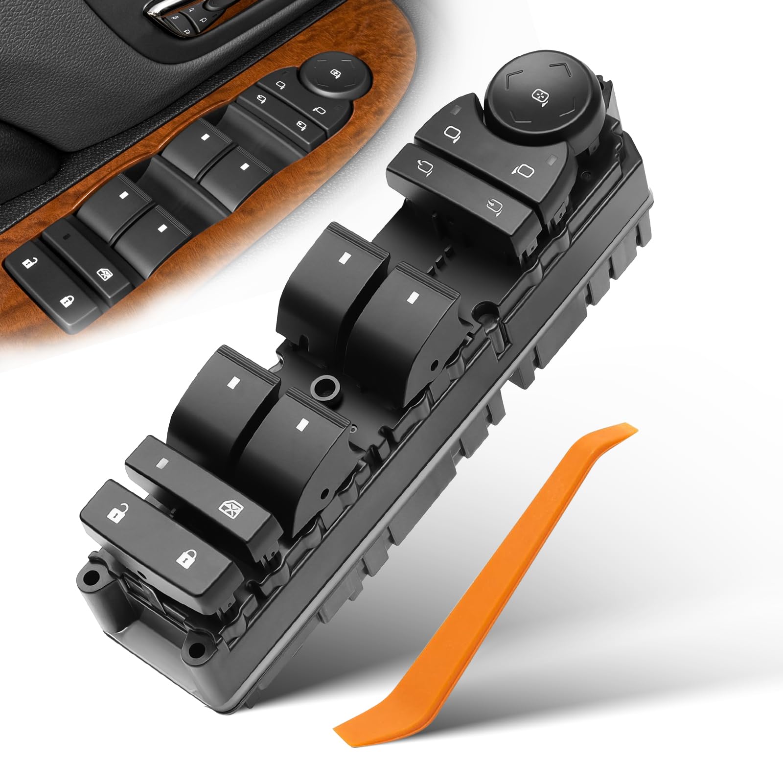 Photo 1 of 20835553 Power Window Switch Driver Side with Power Folding Mirrors & Door Lock - Master Window Control for 2007-2013 Chevy Silverado Tahoe Suburban, 2007-2014 GMC Sierra Yukon Cadilla Escalade