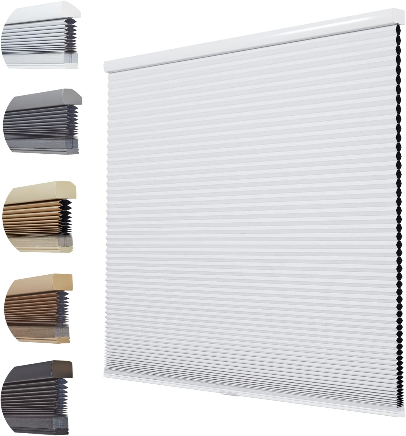 Product image of Persilux Custom Size Cellular Blinds for Windows Cordless Blackout Honeycomb Shades Noise Reduction Thermal Insulated for Home, Night White