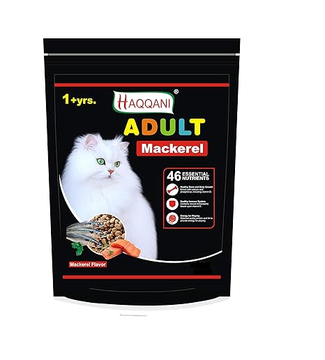 Haqqani Adult Mackerel ( 1+ Years ) Dry Cat Food, Mackerel Fish , Pack Flavour : Mackerel Fish , Adult Cat Food (7 Kg)