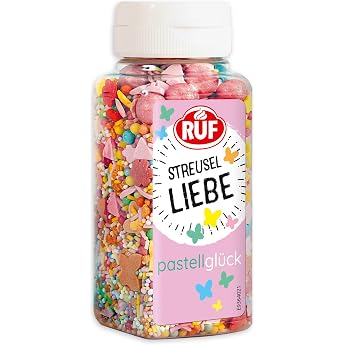 RUF Sprinkles Pastel Happiness Butterflies and Flowers Edible for Cake Glitter Sprinkle Mix for Birthday Cakes Unicorn Party Baby Shower 1 x 140 g