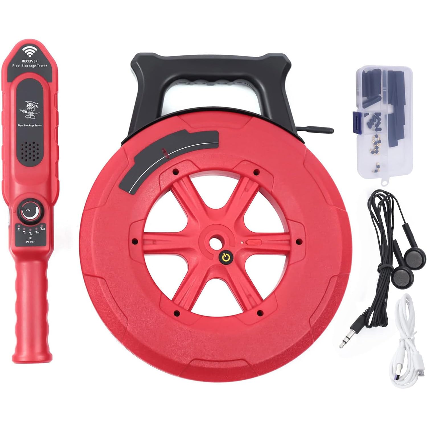Localisateurs De Tuyaux, Localisateur De Tuyau Eau, Profondeur De Détection De 40 Cm, Avec 7 Sondes étanches Et Bouton De Réglage De La Sensibilité, Convient Aux Tuyaux En Acier Et En Pvc 30M