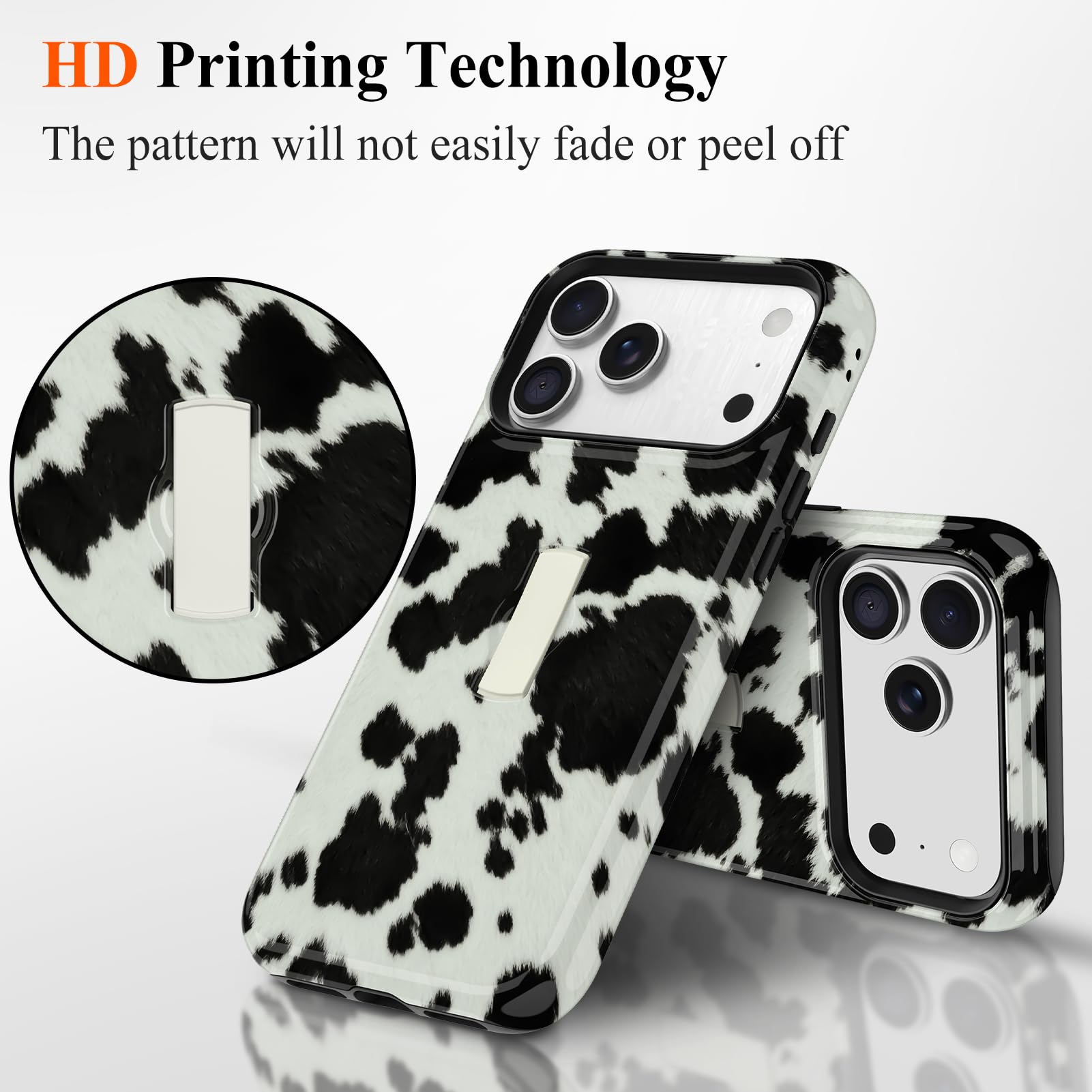 Conçue pour iPhone 18/17 Pro Max, coque avec sangle, imprimé vache