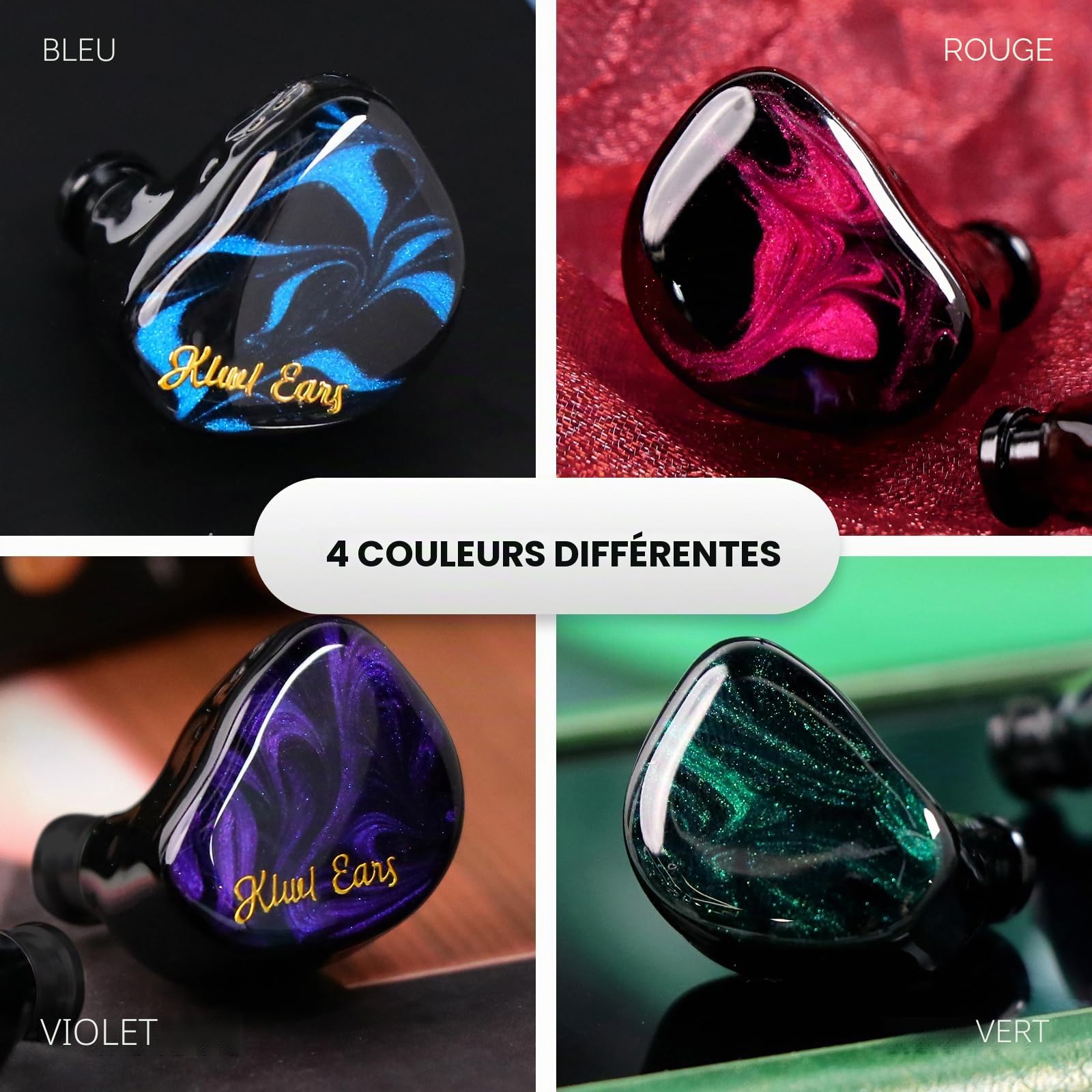 Linsoul Kiwi Ears Cadenza 10 mm Beryllium Dynamic Driver IEM, Imprimé 3D avec Prise Interchangeable Détachable 0,78 2 Broches 3,5 mm Câble IEM, pour Musicien Audiophile (Bleu)