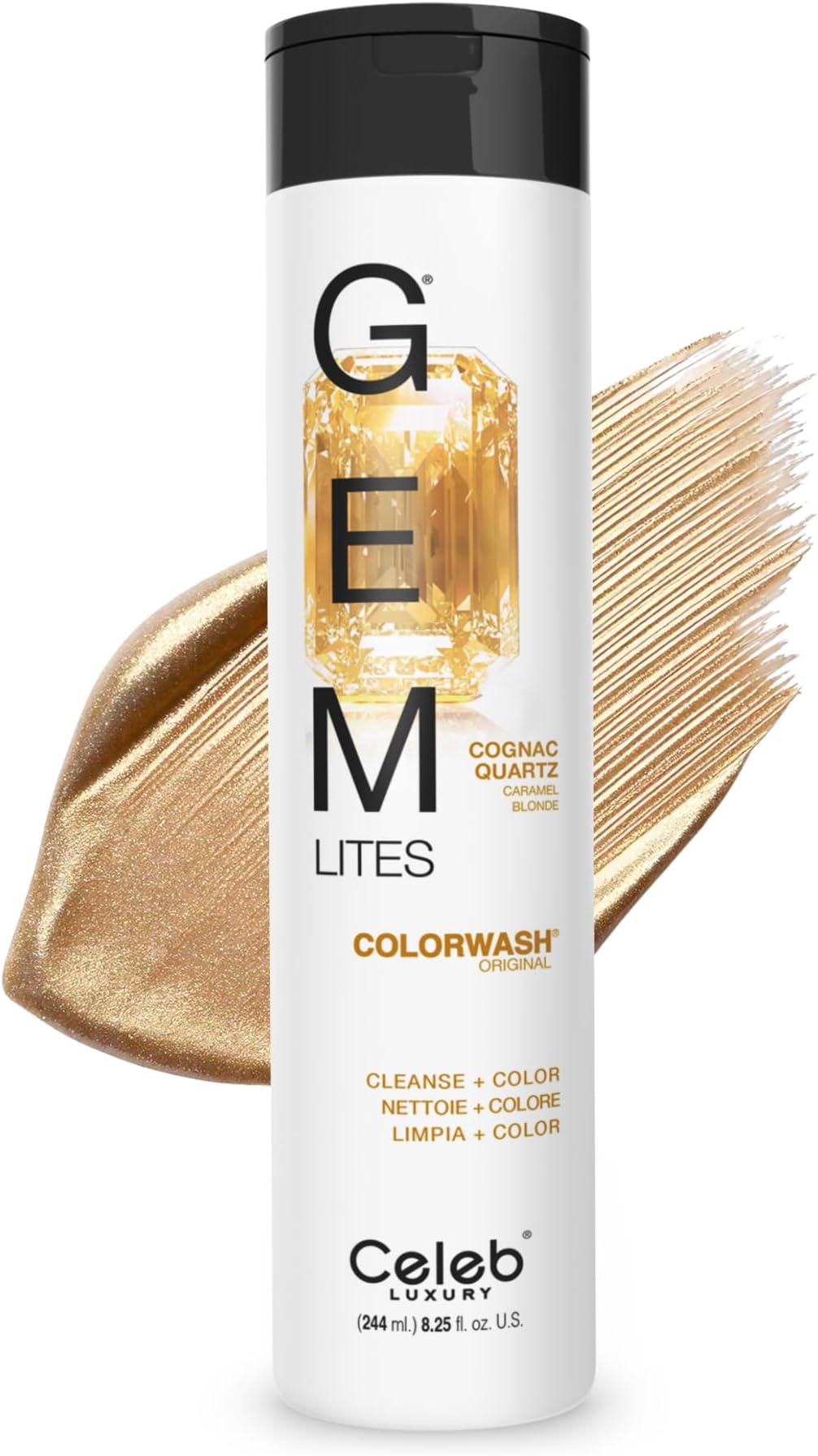 Gem Lites Colorwash, Professional Semi-Permanent Hair Color Depositing Shampoo, Cognac Quartz, 8.25 Fl Oz (Pack of 1)