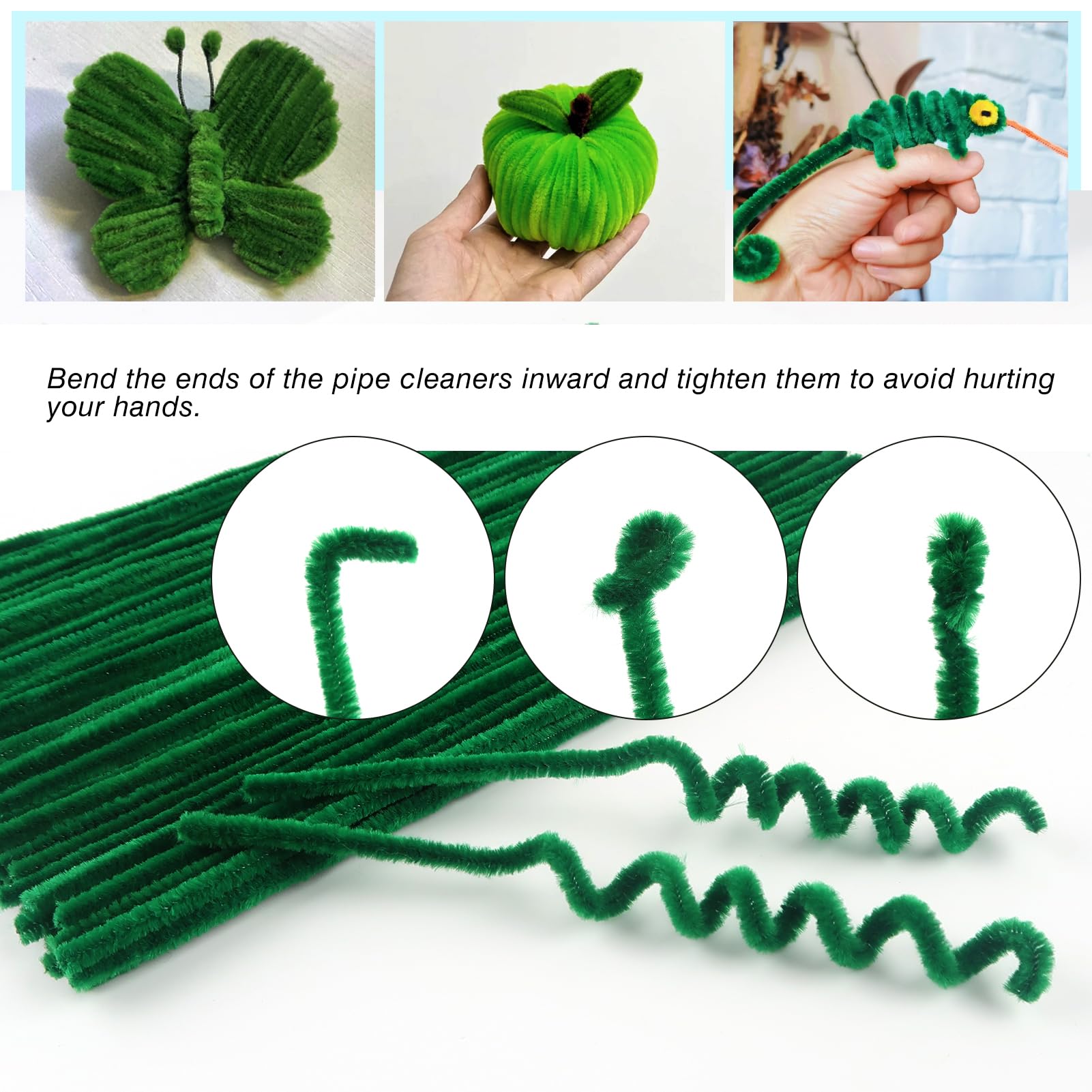 TOAOB 100pcs Dark Green Pipe Cleaners for Craft 30cm Long Chenille Stem 6mm Thick Fuzzy Sticks Craft Supplies for DIY Flowers Projects Home Decorations - Image 3