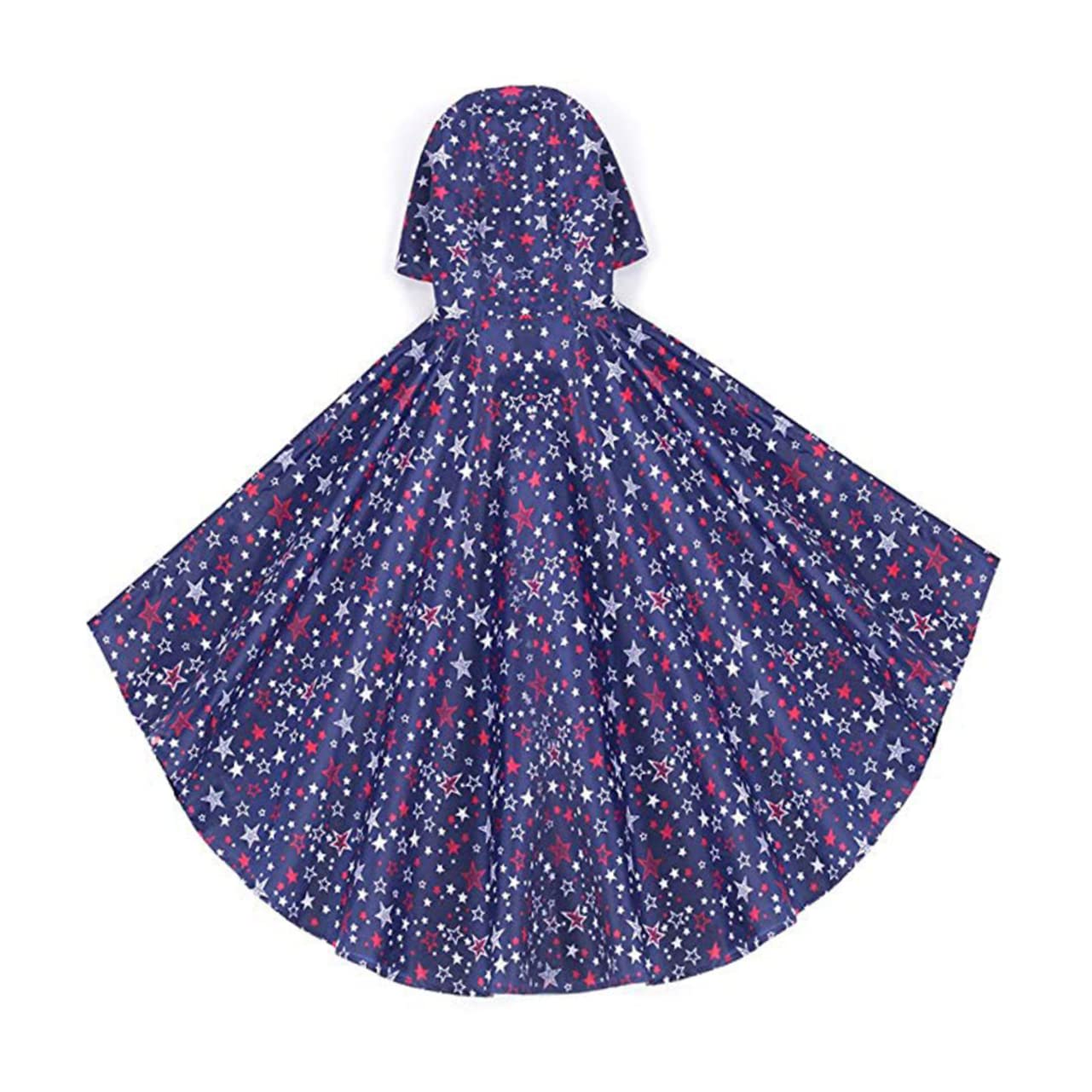 2piezas Chubasquero Infantil Poncho Capucha Diseño De Estrellas Azul Para Caminatas y Escolar
