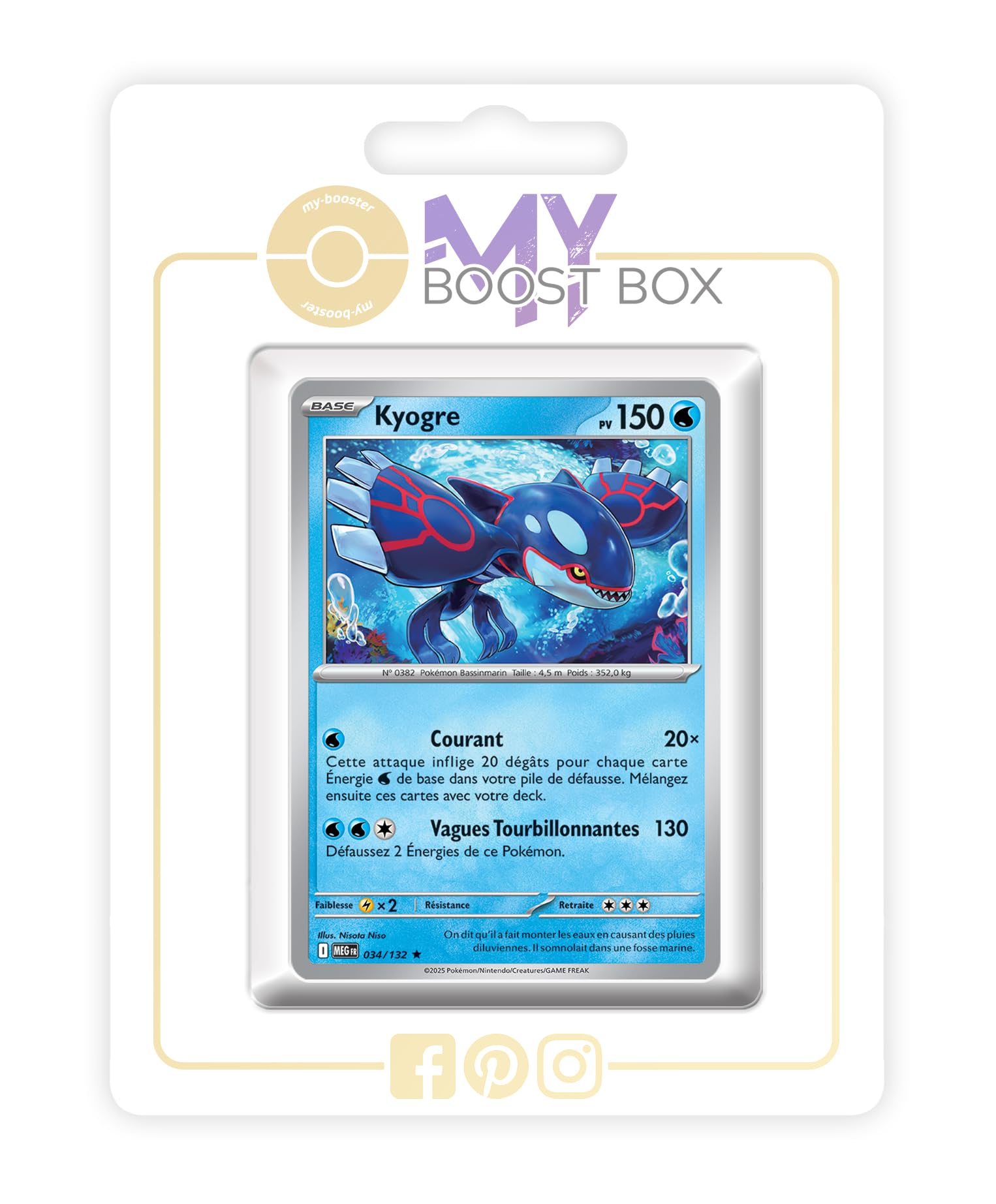 Kyogre 034/132 Holo or Reverse (Random) - my-booster X Méga-Évolution 1 - Box of 10 Pokemon French Cards