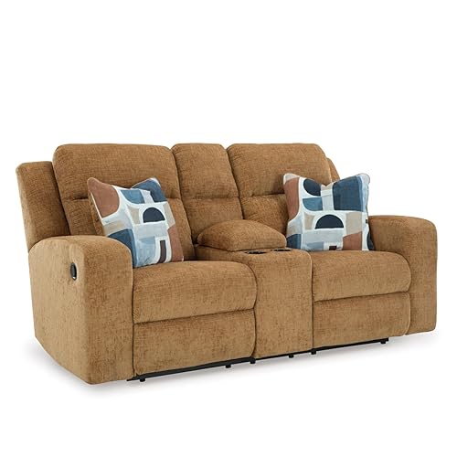 Kanlow Contemporary Manual Double Reclining Loveseat with Console, Storage, Cup