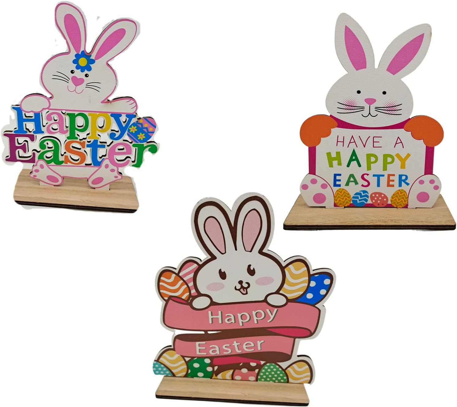 3 Pieces Happy Easter Table Decoration Signs Bunny Table Centerpiece Easter Gnome