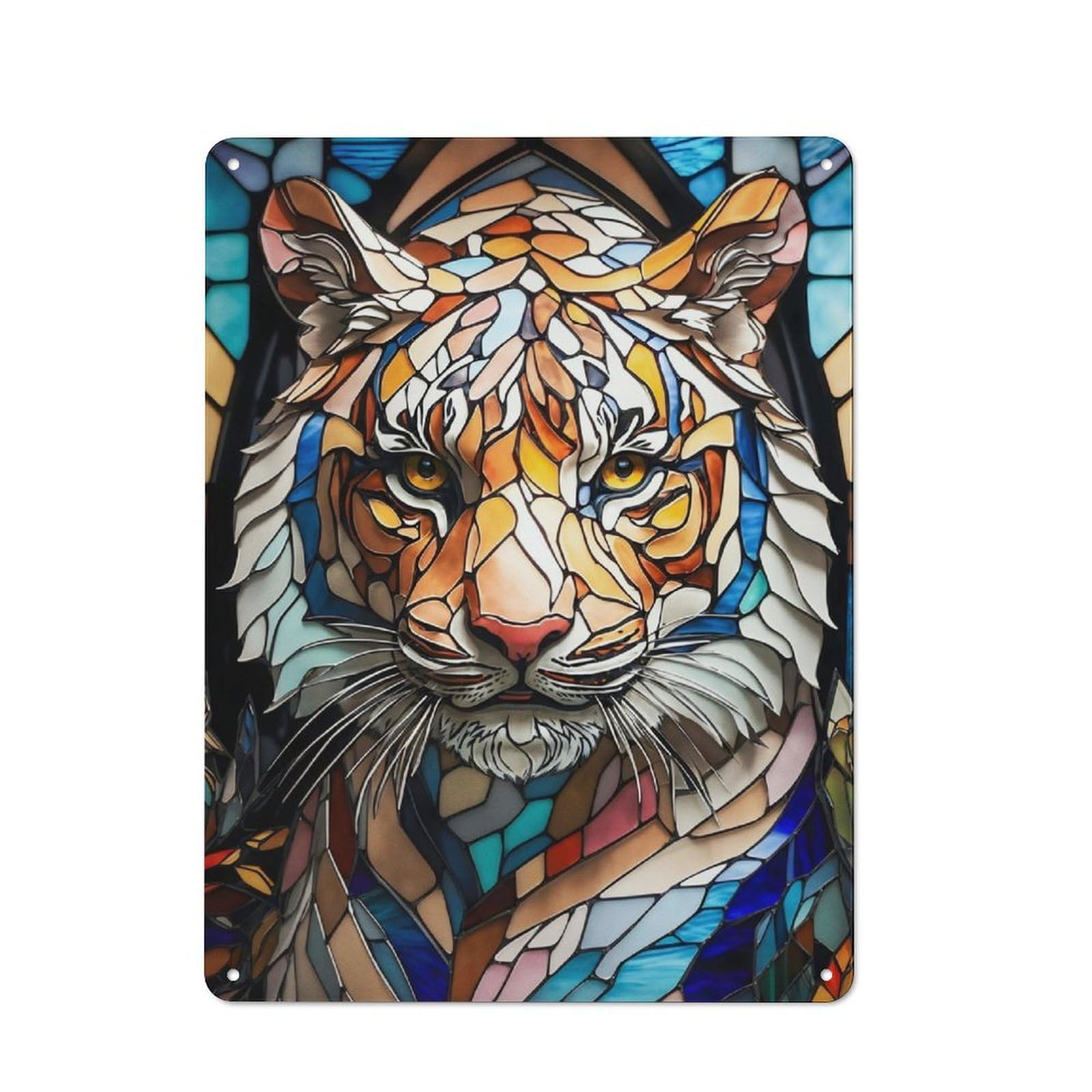 Junmoney Abstract Tiger Face Retro Tin Sign 40X30cm For Pub Or Café, For Collectors Building A Themed Wall Display