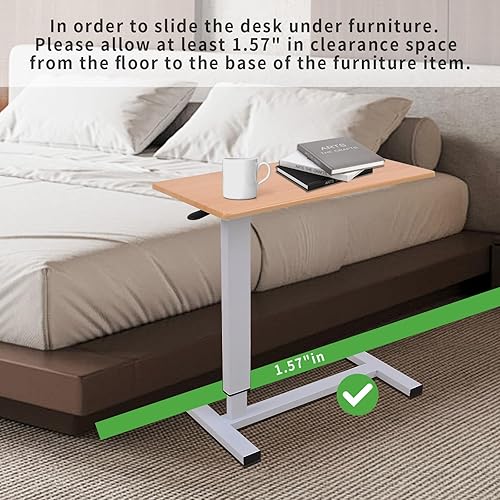 Miniatura 4 de Escritorio para computadora portátil para cama, mesita de noche ajustable sobre la cama con ruedas giratorias ocultas, escritorio deslizante