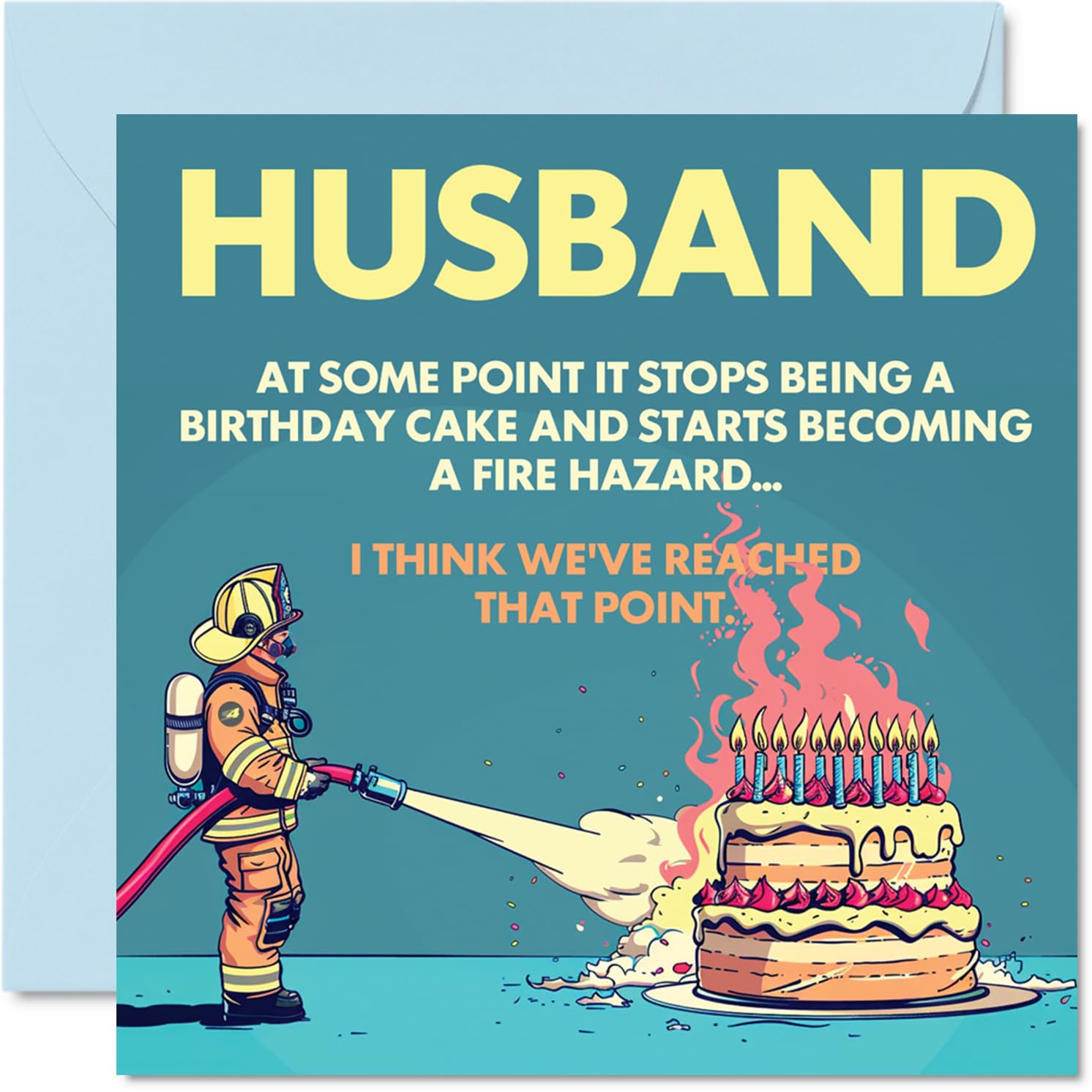 Rude Husband Birthday Card - Fire Hazard - Funny Happy Birthday Card for Husband from Wife Partner, 145mm Joke Humour Bday Greeting Cards
