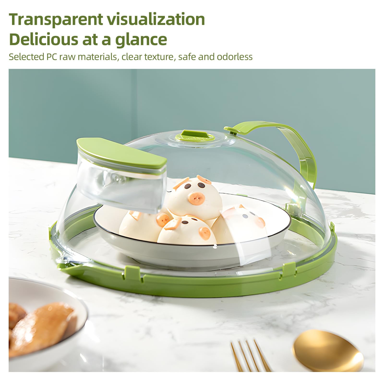 Cubierta de salpicaduras de microondas para alimentos, tapa de cocina transparente con asa y agujeros de ventilación de vapor ajustables, accesorios de cocina, tipo de inyección de agua