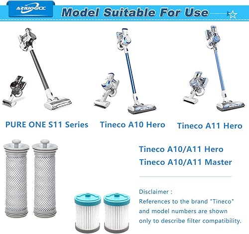 Miniatura 2 de Kit de filtro de repuesto para aspiradora inalámbrica A10 Hero, A10 Master, A11 Hero, A11 Master, Pure One S11, PWRHERO11 Snap Dash aspiradora
