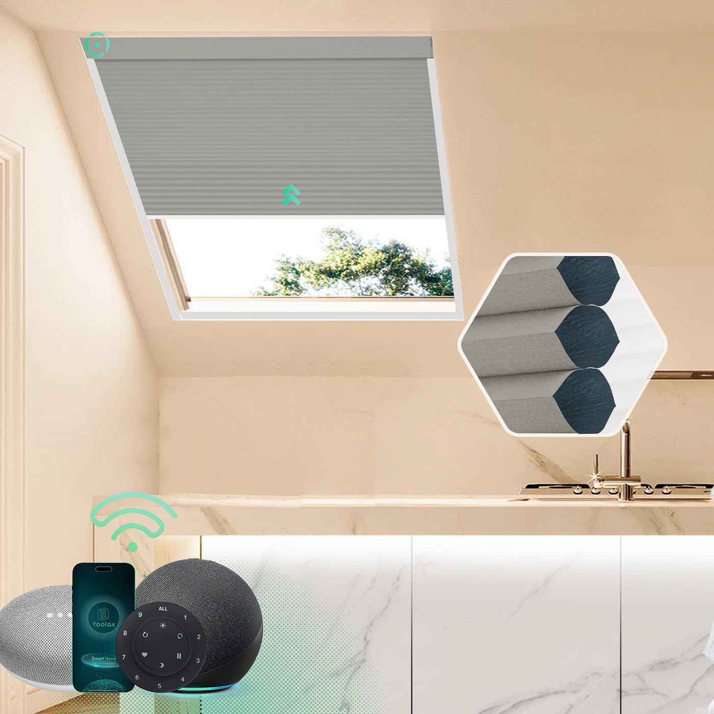 Amazon.co.jp: Yoolax 電動 天窓用 ハニカムシェード セルラーシェード