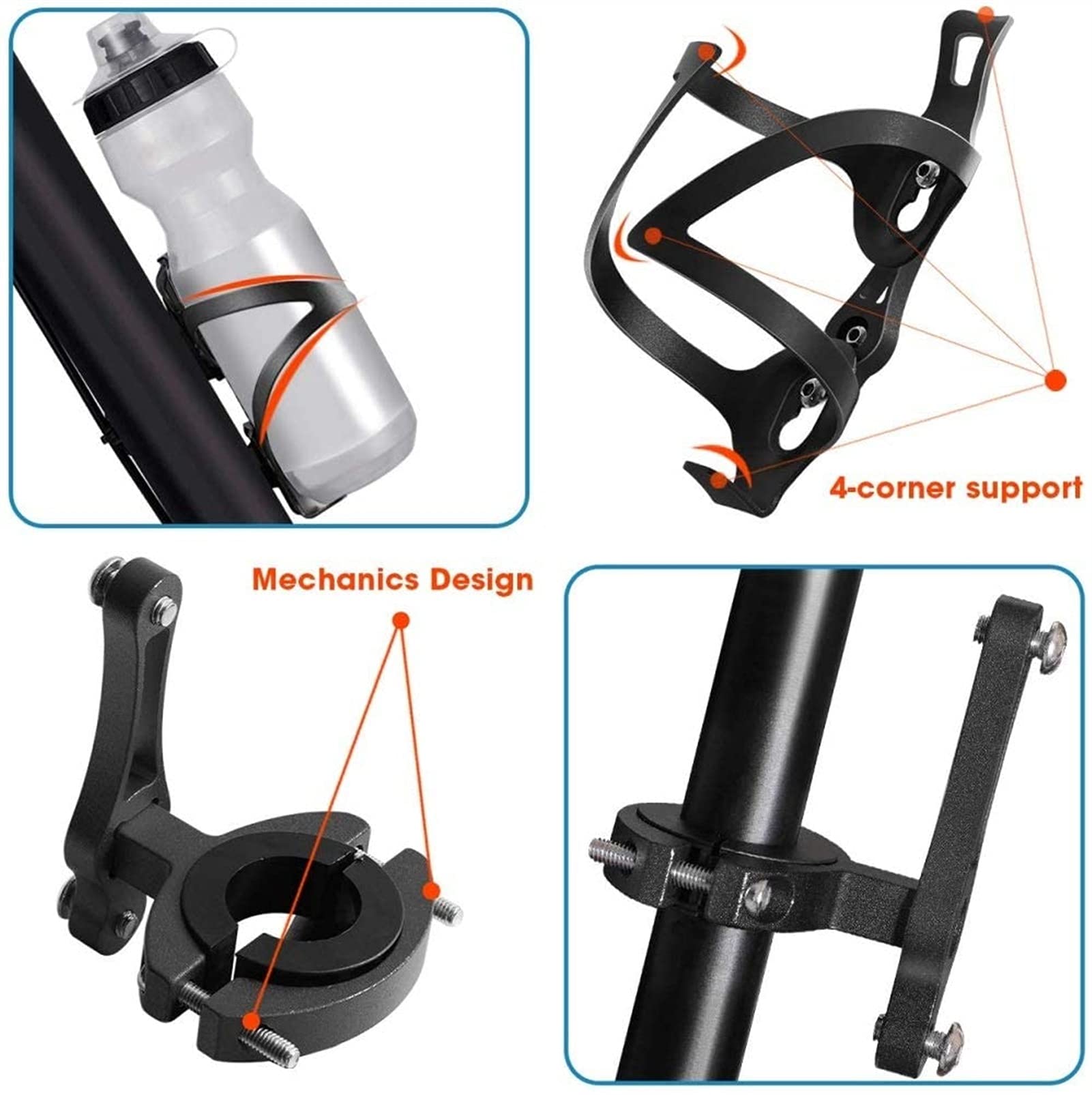 WJJ Fahrradflaschenkäfig, Road Mountainbike, Wasserbecherhalter, Flaschenkäfig, Reitausrüstung Zubehör, Universal-Flaschenkäfig (2 Stück) (Color : Black)