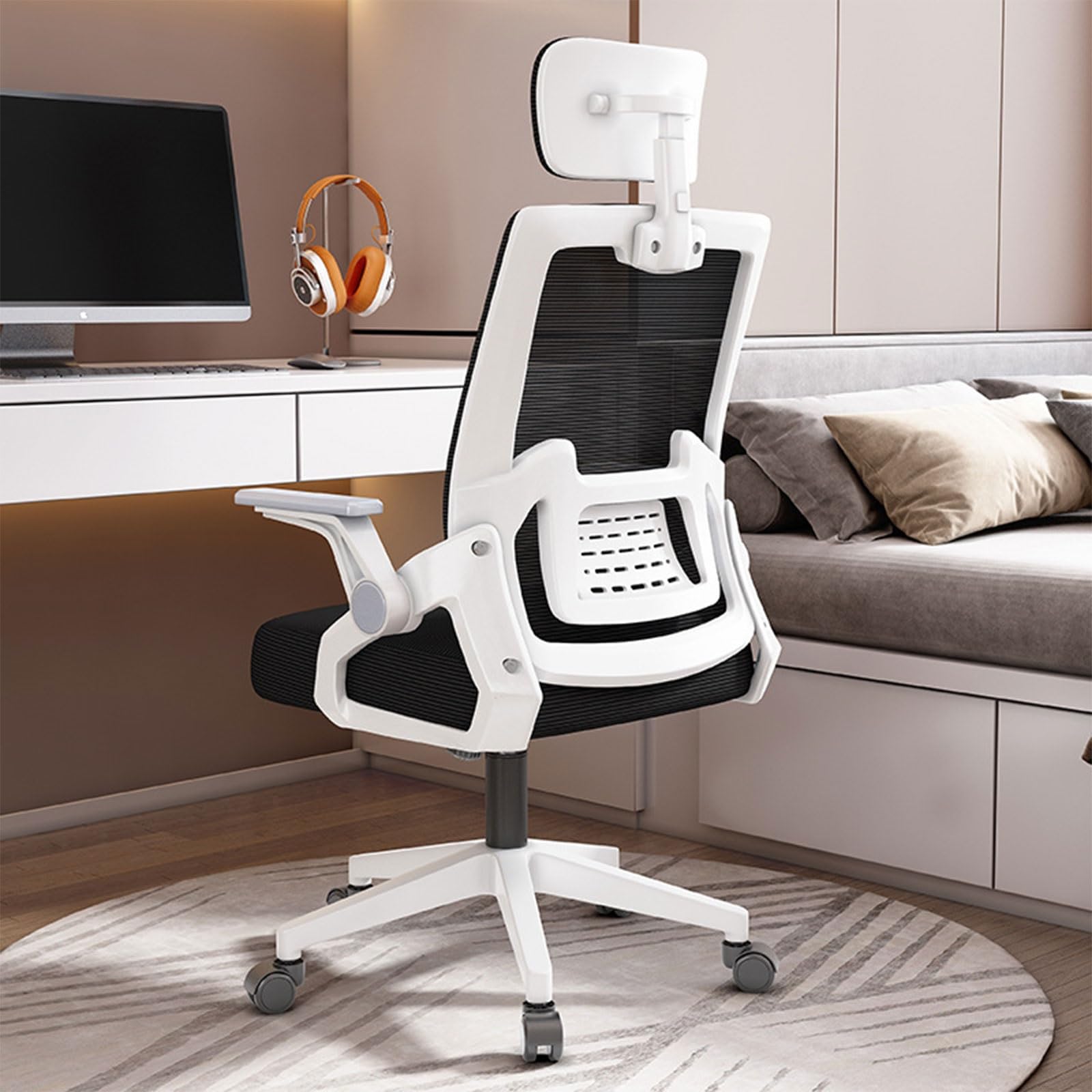 IPORS Office Chair, Computer Chair, C-Arc Engineering Chair Back, Thickened Steel Pallets, Ergonomic Chair (Color : E)