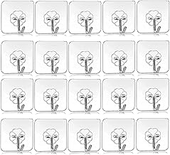 SHALVI Adhesive Wall Hooks | Heavy Duty Self-Adhesive Hooks | Nail Free Sticky Hangers with Stainless Hook | Hook for Wall Without Drilling, Transparent (20)