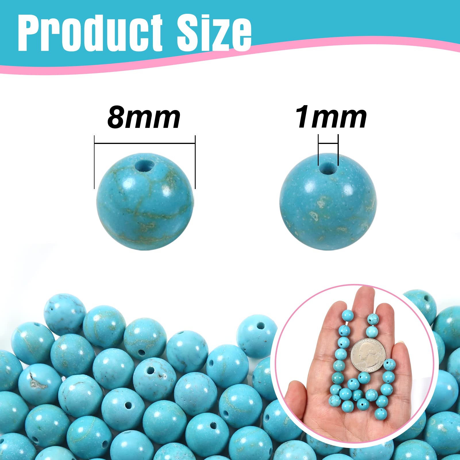 Turquoise Edelsteen Kralen 8mm