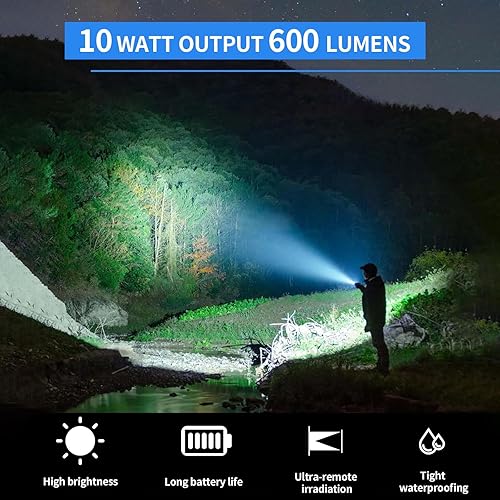 Miniatura 6 de Hilngav Linterna LED 2D resistente, ultra brillante, 600 lúmenes, modo único, aluminio, linterna de metal resistente para exteriores y cortes de