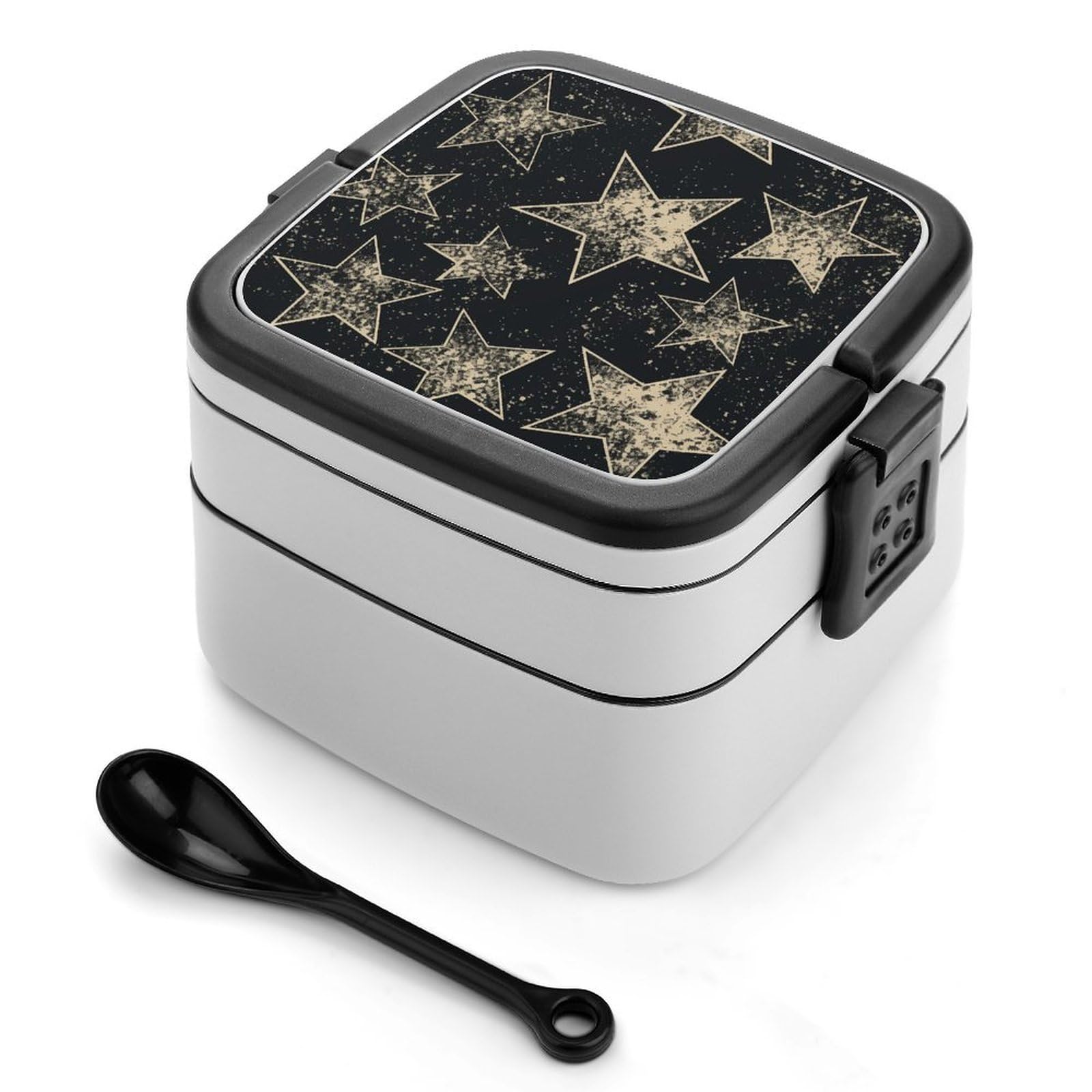 VstaDank Star Bento Box with Compartments Portable Lunch Containers with Spoon Leak Proof Bento Lunch Box Snap-On Design Double-Layer Insulated Lunch Boxes for Work Camping