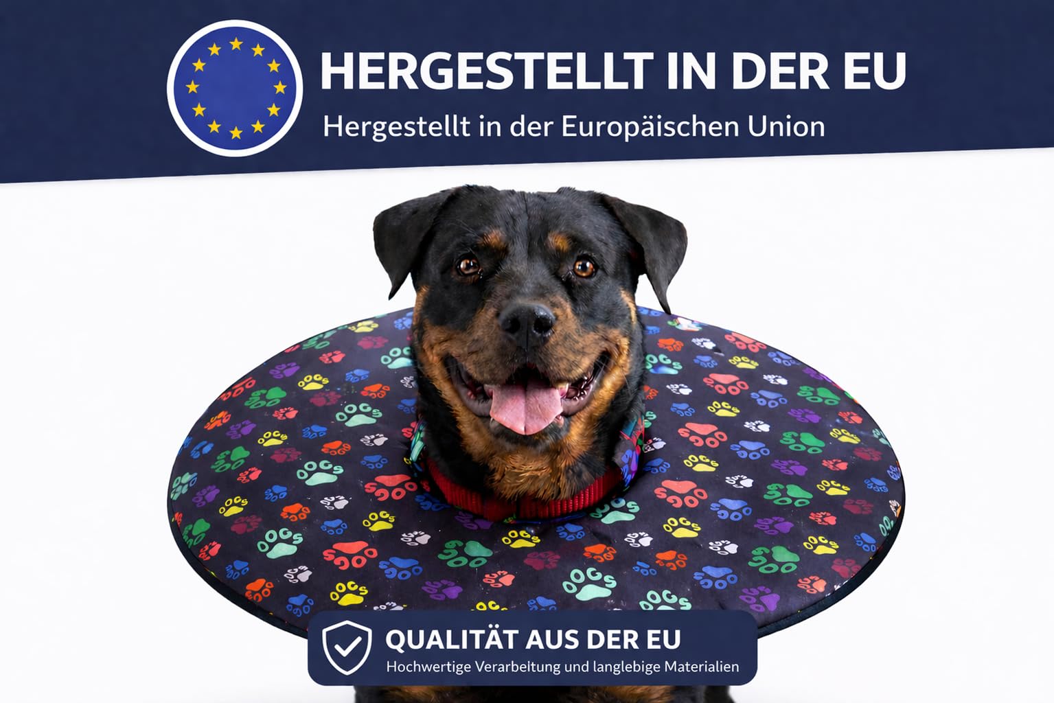 Premium Halskrause für Hunde – Weicher Hundetrichter als Alternative zum Plastikkragen, Komfortabler Schutzkragen/OP-Kragen für Hunde nach Operation (M)