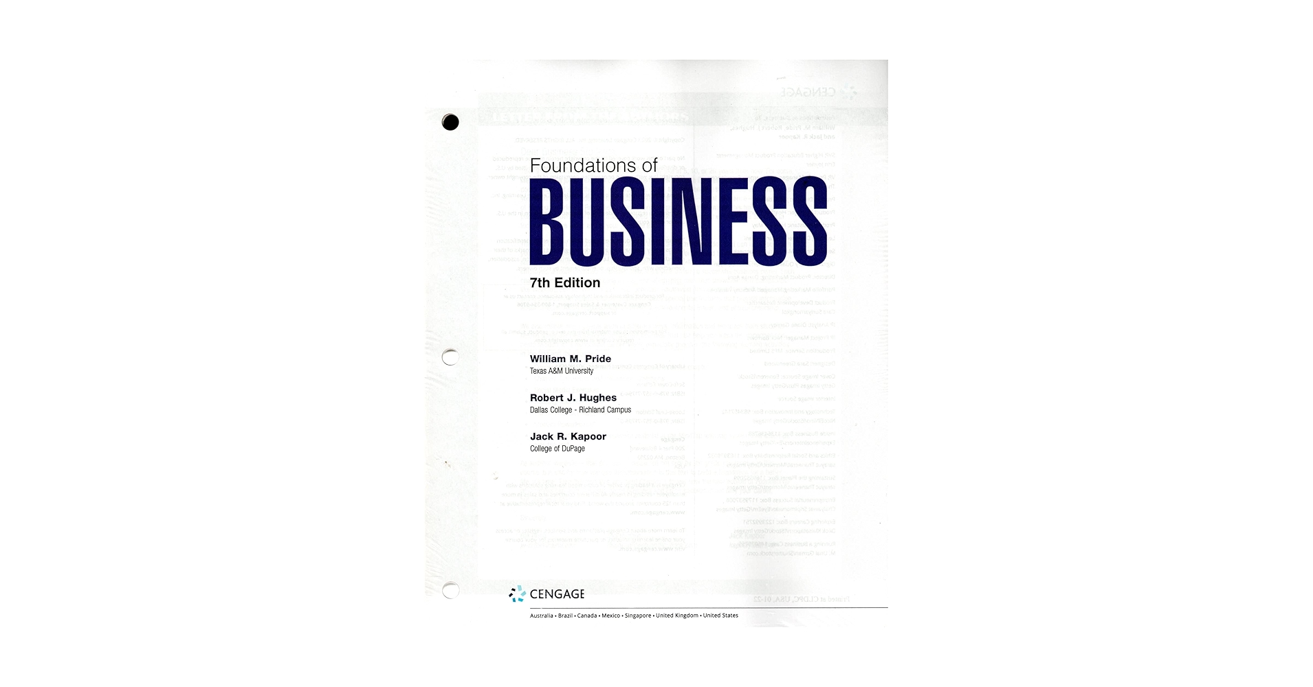 Looseleaf for Foundations of Business (7th Edition) NO