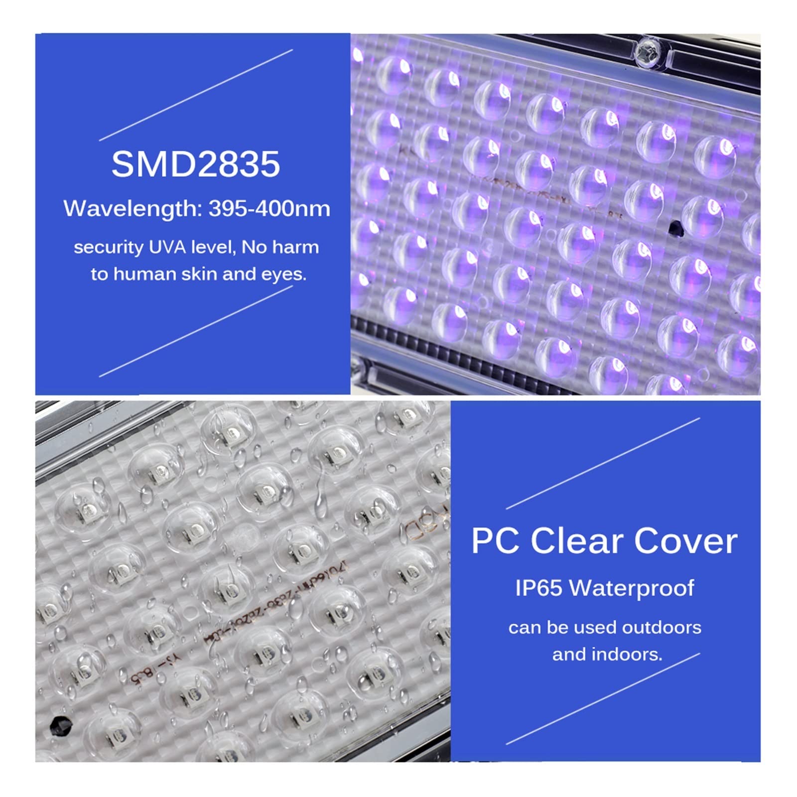 Światło powodziowe LED 50W 100W 150W UV Flood Light 395nm 400nm ultrafioletowa lampa sceniczna fluorescencyjna do baru Dance Party Blacklight Na zewnątrz wodoodporny(150W PRO,With plug)