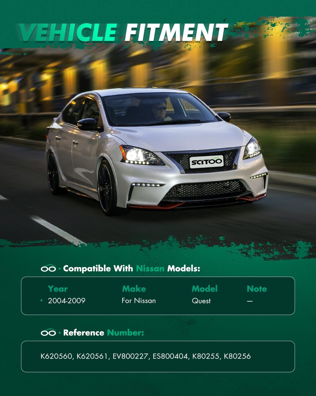 SCITOO 8pcs Front Suspension Kit Lower Control Arm And Ball Joints Inner Outer Tie Rod Ends Sway Bar Links fit for 2004-2009 for Nissan Quest