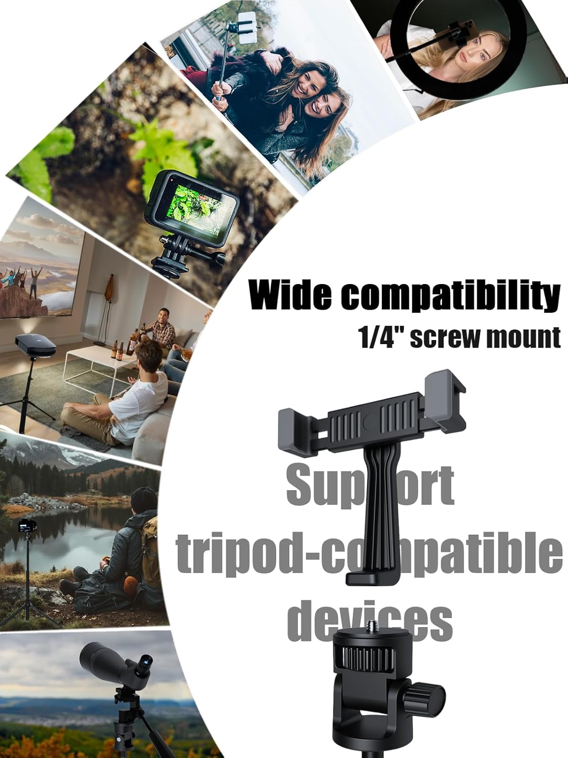 Selfie Stick Tripod for Gopro Camera, 70" Extendable Action Camera Tripod with Remote Phone Holder Action Camera Adapter Compatible with DJI Action 4 5 6 Insta360 X5 X4 GoPro Hero 13 12 MAX2 - Image 3