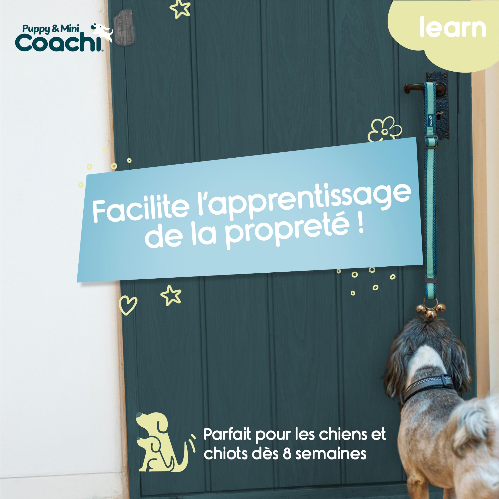 Coachi Toilet Training Bells pour Chiots et Nouveaux Chiens. Éducation à la Maison, Stop grattements aux Portes, faciles à Utiliser et Entendre, réglable. Accessoire idéal pour Dressage au clicker