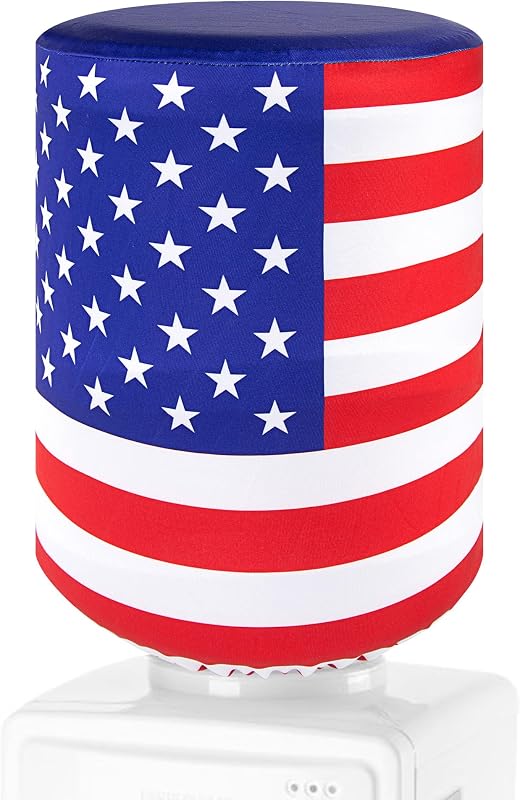 5 Gallon Water Dispenser Barrel Cover Elastic Fabric Sleeve Flag Color | Thicker Elastic Fabric | Snug Wrinkle-Free Fit | Keeps Barrel Clean | Home Office Decor