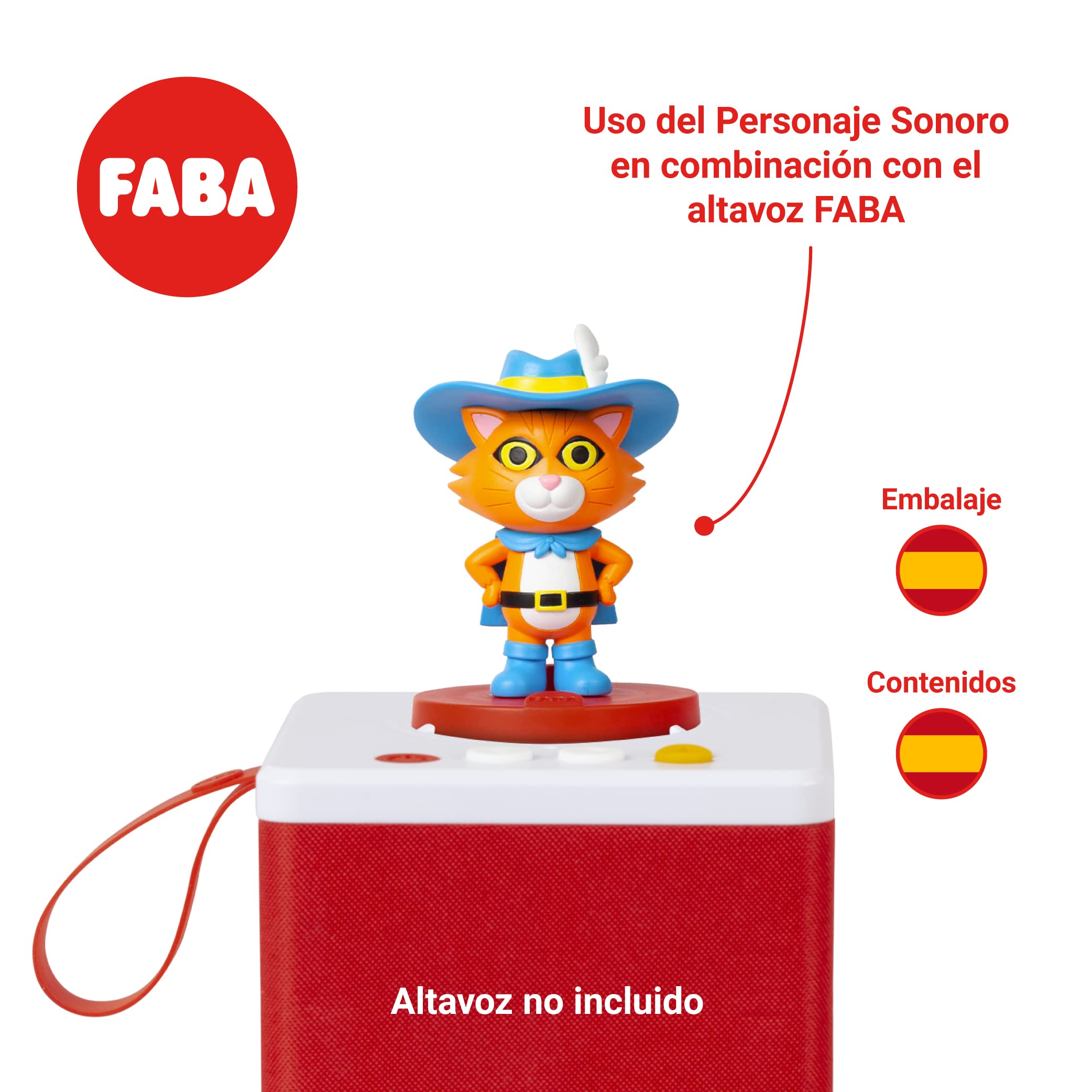 FABA - Cuentacuentos para Niñas y Niños, Altavoz con el Personaje Sonoro ELE el Elefante, Juego Educativo & Personaje Sonoro Gato con Botas y Otro Cuento - Historias Sonoras