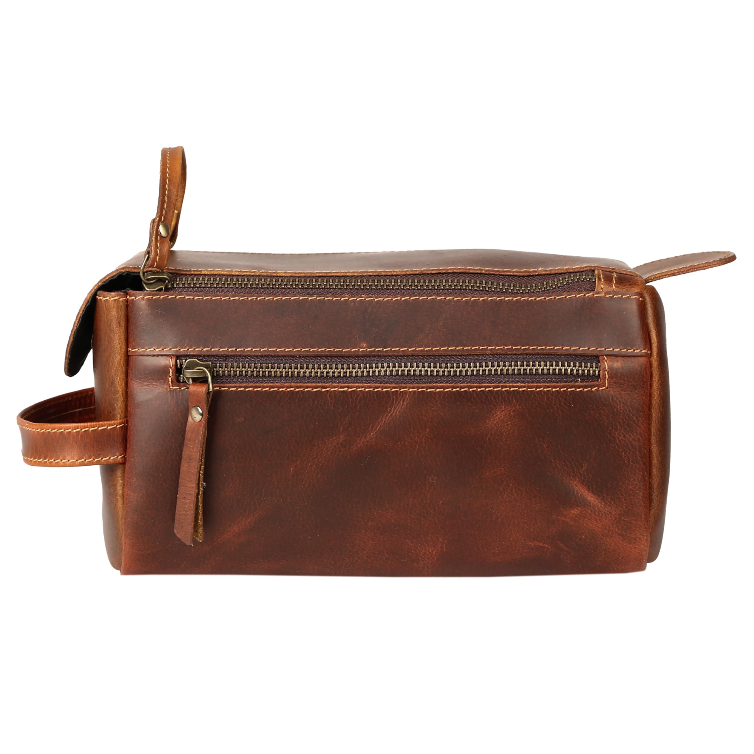 KomalC Neceser de piel de búfalo de alta calidad para hombres y mujeres con forro resistente al agua, bolsa de viaje de aseo, bolsa de aseo unisex para artículos de tocador, regalos para hombres y