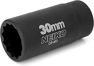 NEIKO 02522A 30mm Socket | 1/2” Drive Deep Impact Socket | Spindle & Axle Nut Socket | 12 Point |Chrome Molybdenum Cr-Mo |Deep Well Hub | Triple Square | Axle Shaft Nut Remover