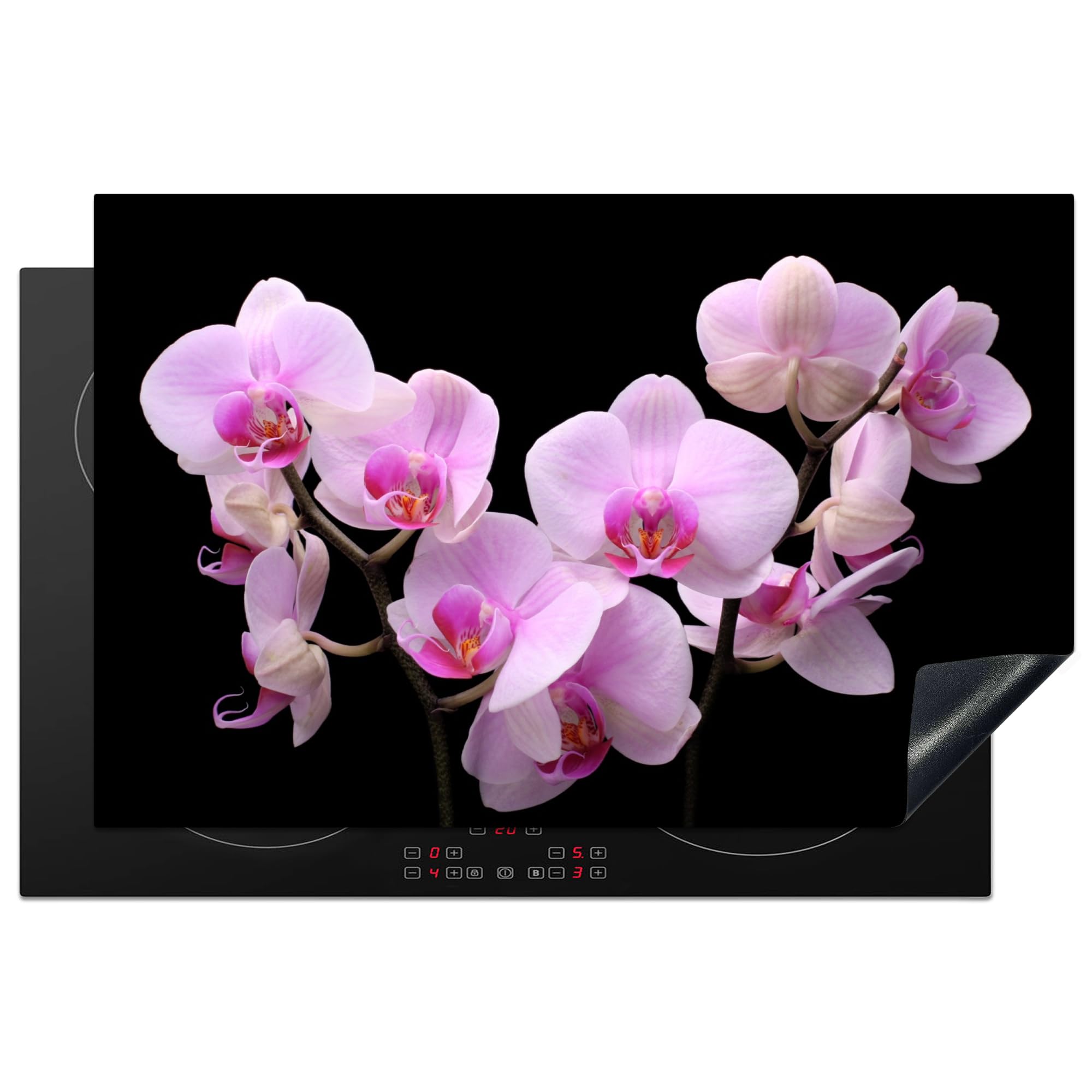 KitchenYeah© Induction Hob Protector Mat 20.5"x31.9" / 81x52 cm Stove Cap Top Cover Kitchen Cooker Covers for Electric Hobs Vinyl Orchid - Flowers - Pink - Flora — image 1