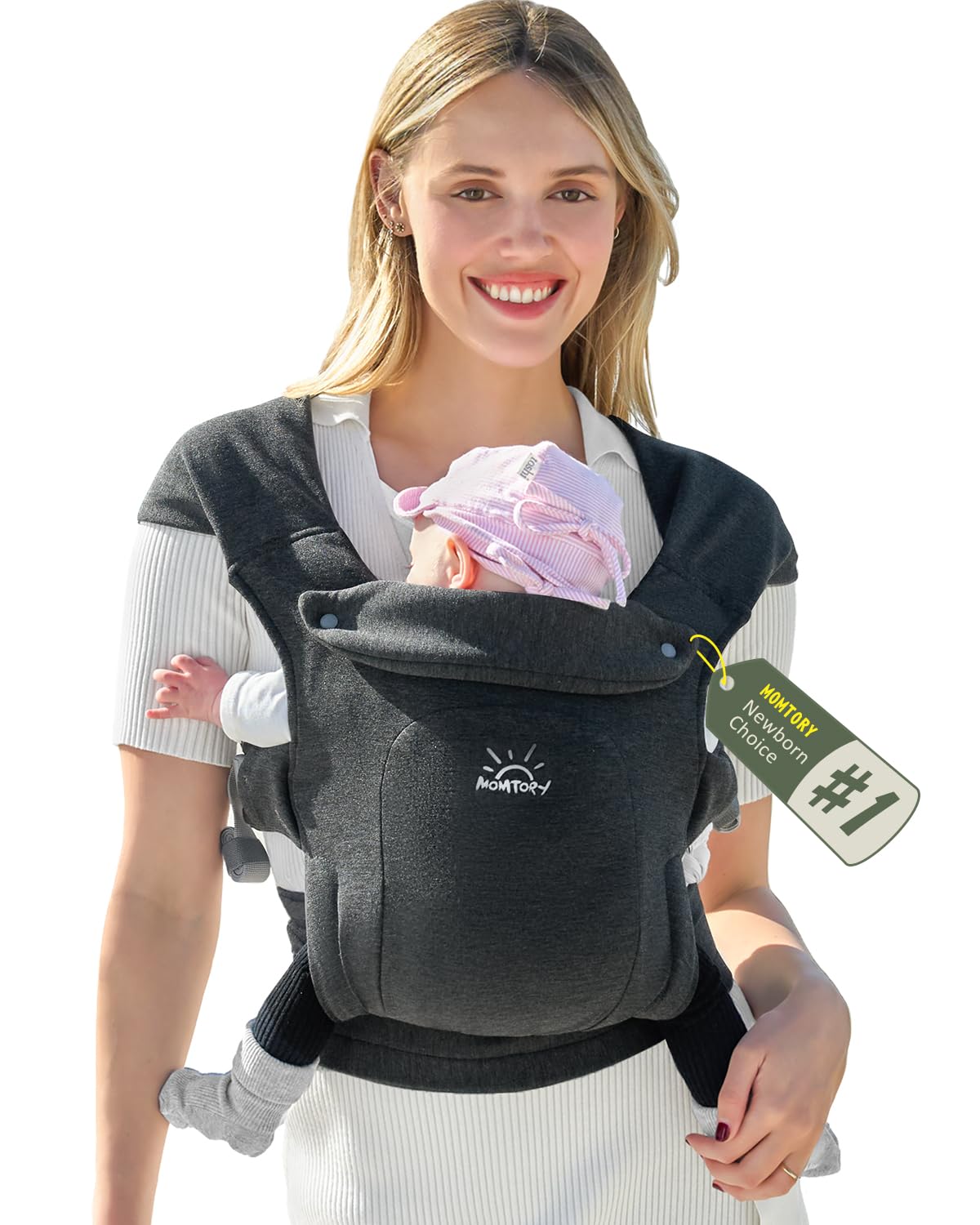 Baby Carrier, Newborn Carrier, Ergonomic Baby Wraps Carrier with Head Support, Cozy Fabric for Newborn to Toddler, Deep Grey