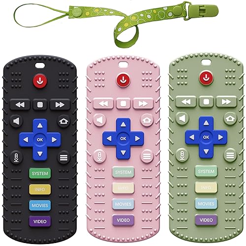 Miniatura 1 de Windskids Juguetes de dentición de silicona para bebés, con forma de control remoto, juguetes sensoriales para niños, sin BPA, congelables, seguros