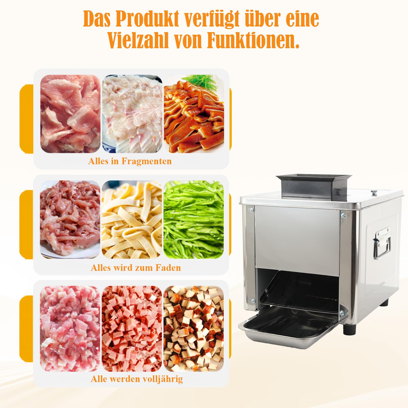 850W Gewerbliche Fleischschneidemaschine 3,5mm Schnittstärke Edelstahl