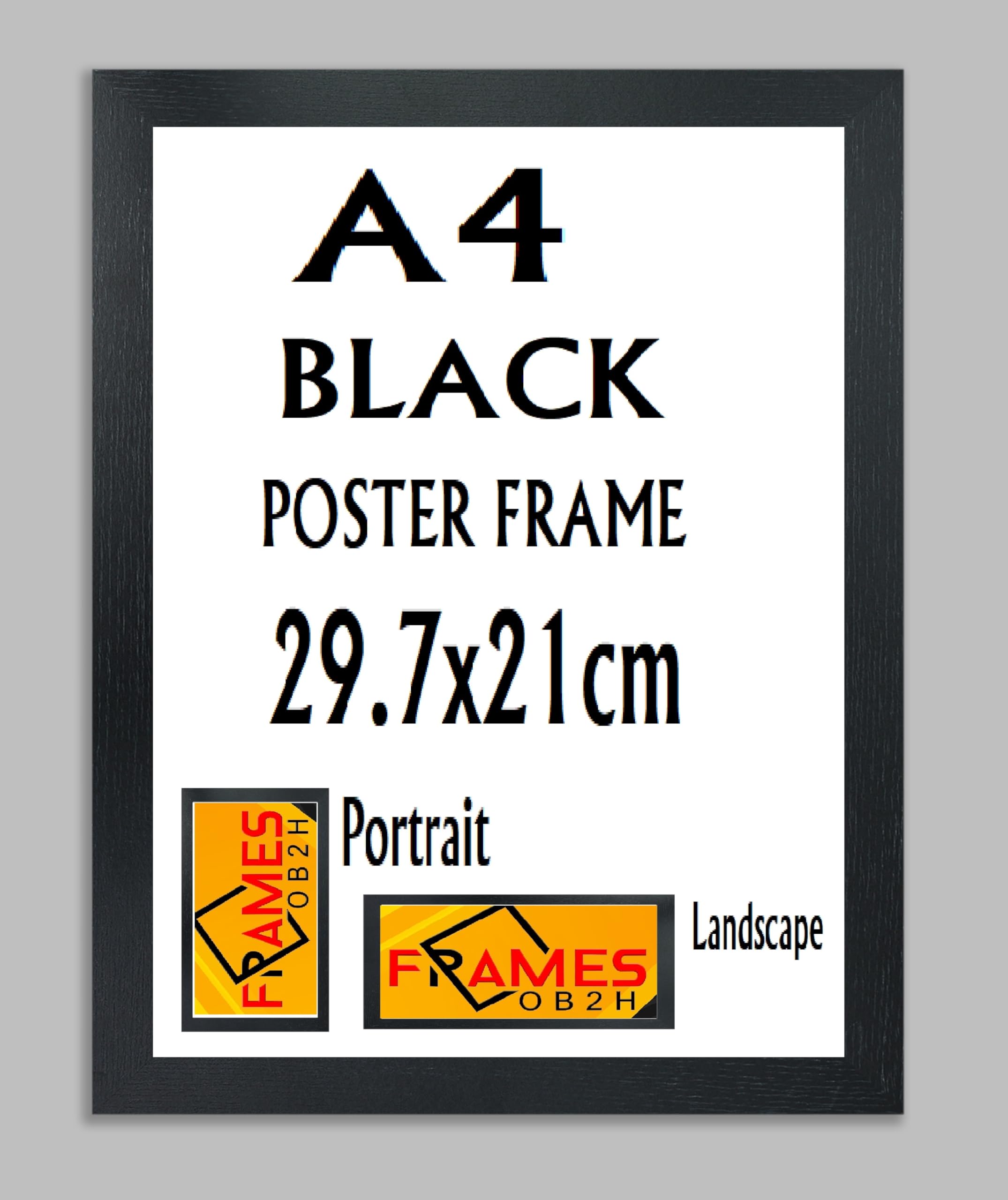Black,Oak, Photo,Picture,Poster Frames, Portrait and Landscape Shatterproof Acrylic Glass Wall Hanging Frames (Black, A4,29.7X21cm)