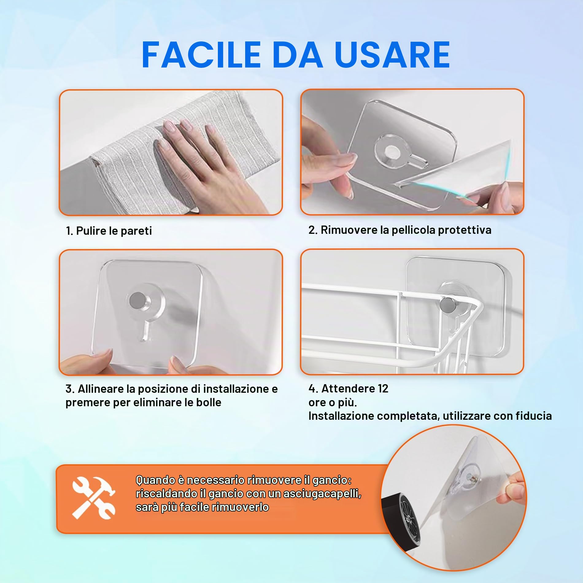 UBRAVE 10 Pezzi Appendi Quadri Senza Chiodi Ganci, Ganci Adesivi Per Quadri Muro, Ganci Autoadesivi Per Quadri Trasparenti,No Foratura, Per Orologio, Foto, Pittura (6 * 6 CM)