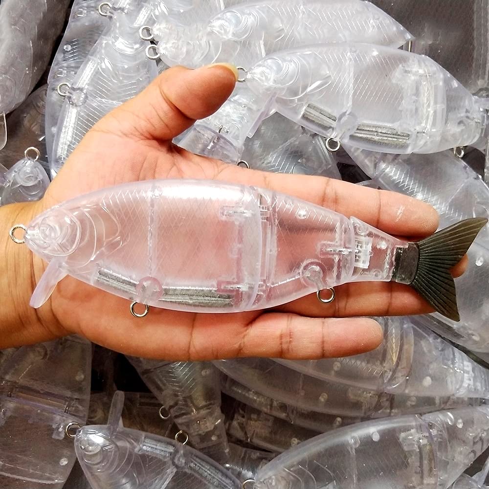 HUFFA Topwater Wobbler Swimbait Leurre De Pêche 18.5 cm 60g 3 Segment Non Peint Articulé Appât Blanc Shad Flotteur Métal Lien Doux Queue