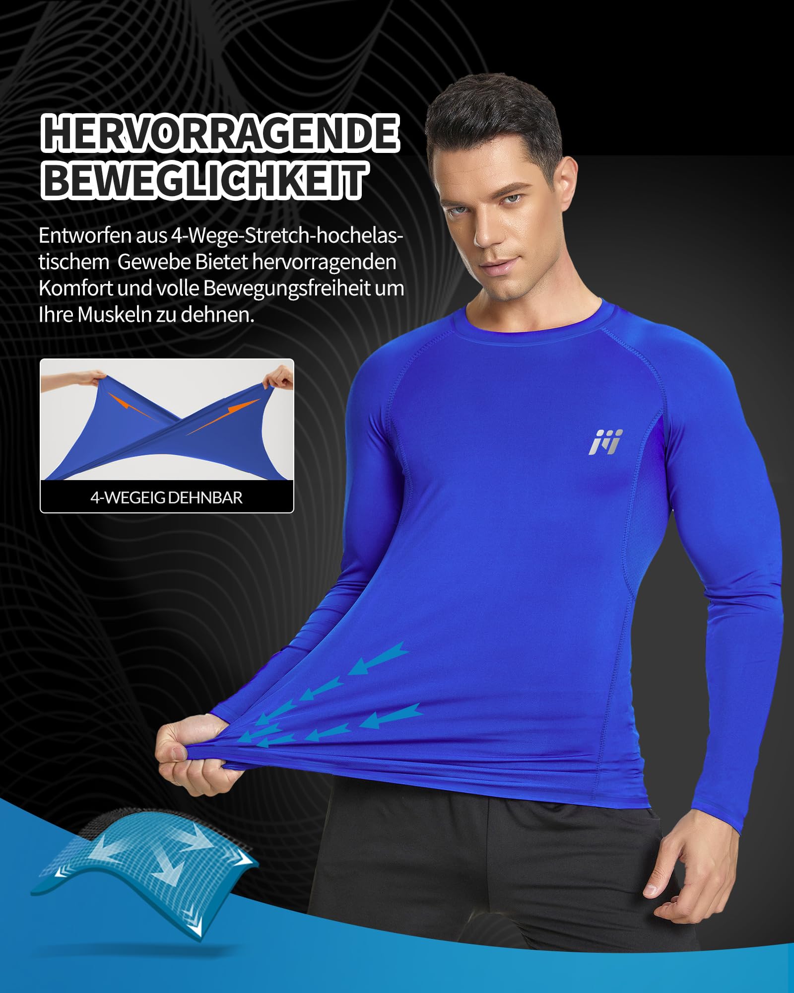 MEETYOO Maglia Compressione Maniche Lunghe Uomo Base Layer Traspirante Asciugatura Rapida assorbe umidità Palestra Corsa